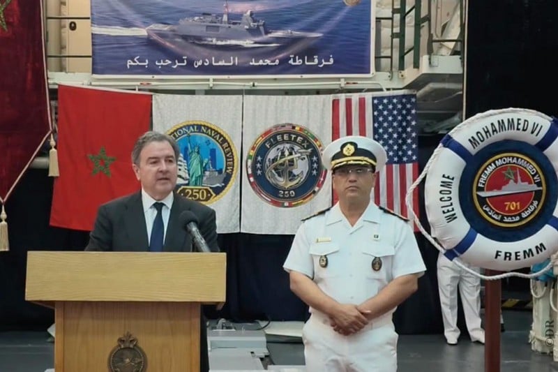 La Marina Real de Marruecos celebra una recepción a bordo de la fragata “Mohammed VI” durante el Desfile Naval Internacional 250 en Estados Unidos