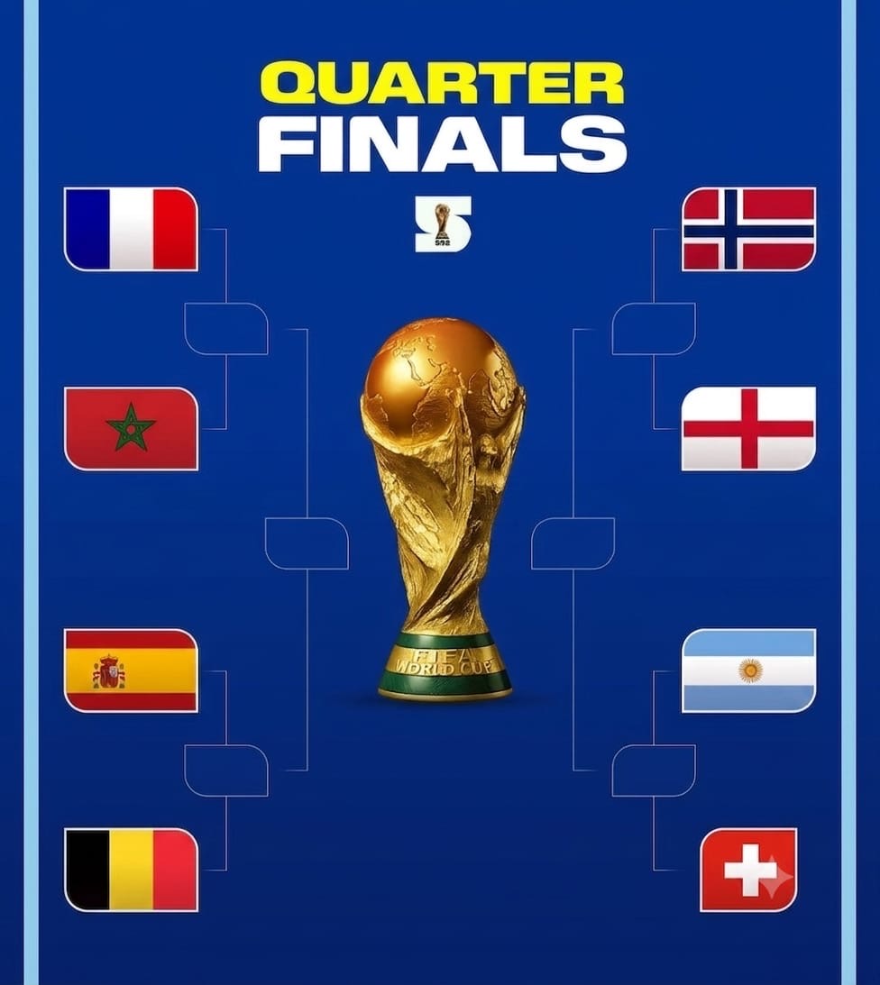 Francia-Marruecos, España-Bélgica, Noruega-Inglaterra y Argentina-Suiza: el mejor cuadro de cuartos que se recuerda en un Mundial.