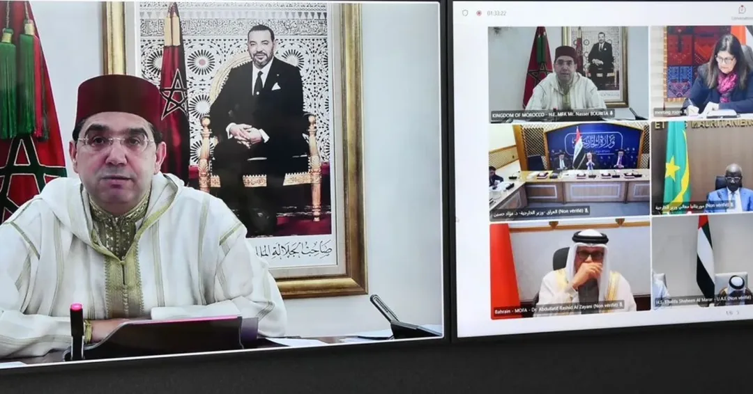 شارك السيد الوزير ناصر بوريطة، يومه الأحد عبر تقنية التناظر المرئي، في أشغال الدورة غير العادية.webp